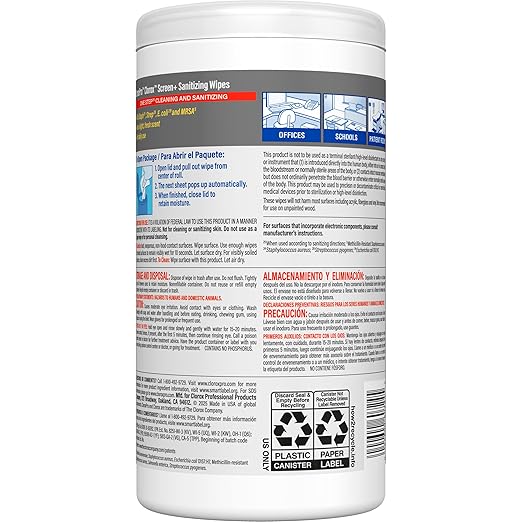 CloroxPro Clorox Screen+ Sanitizing Wipes, Bleach Free Cleaning Wipes, Citrus - Image 12