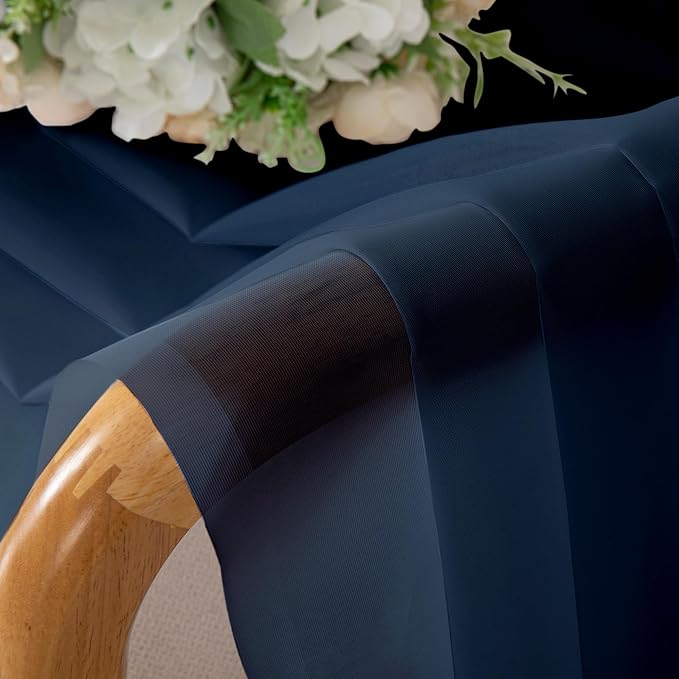 Chyhomenyc Navy Blue Sheer Curtains 84 Inches Long 2 Panels Set - Image 8