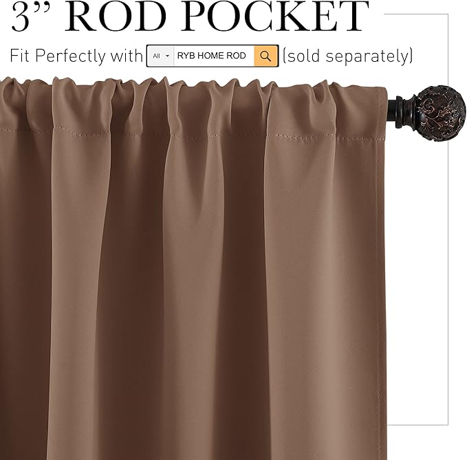 RYB HOME Blackout Small Window Curtains - Image 2