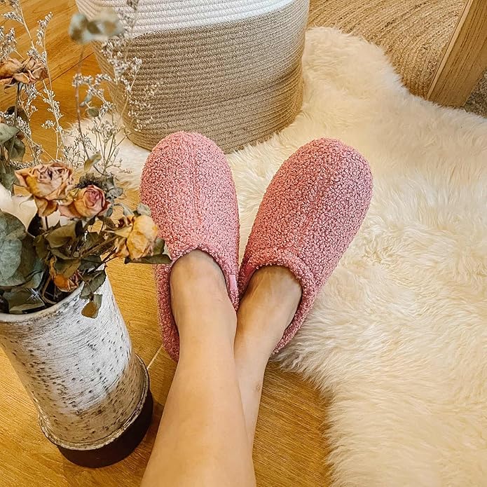 HomeTop Women's Fuzzy Curly Fur Memory Foam Loafer Slippers - Image 2