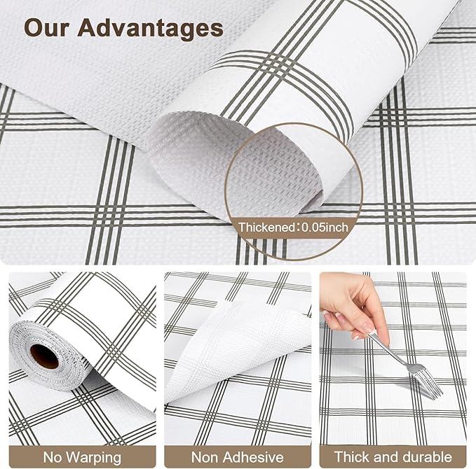 OcePor Non-Adhesive Drawer and Shelf Liner 17.5IN x 20FT，Non Slip Cabinet and - Image 4