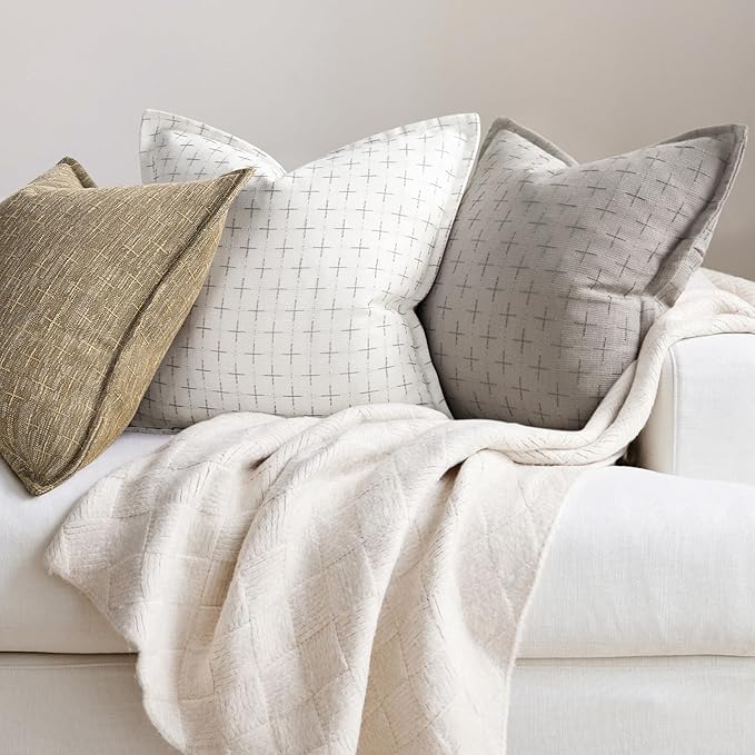 ZWJD Pillow Covers 22x22 Set of 2 Soft Polyester Textured Pillow Covers - Image 5