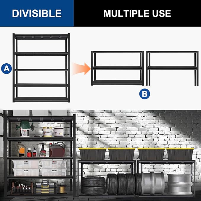 BILT HARD 3500LBS 48" W x 24" D x 72" H Garage Shelving, 5-Shelf Industrial - Image 5