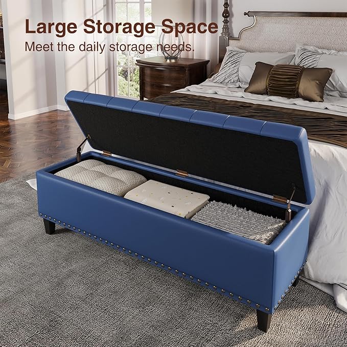 Storage Ottoman Bench, 51-Inch Large Storage Bench - Image 4