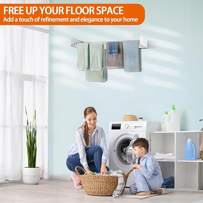 FOCHIER F Laundry Drying Rack Wall Mounted Clothes Drying Rack Collapsible - Image 5