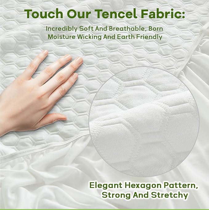 Premium Tencel California King Mattress Protector Cover in White, Natural and - Image 2