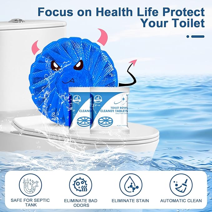 Toilet Bowl Cleaners, Automatic Toilet Bowl Cleaner Tablets Blue Gel Powerful - Image 2