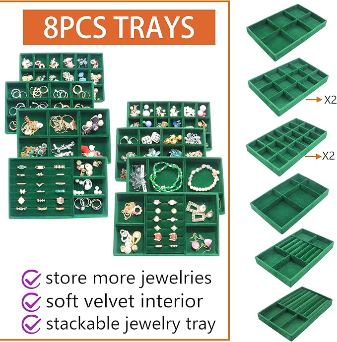Jewelry Trays Organizer Set of 8 Stackable Jewellry Organizer Trays - Image 3