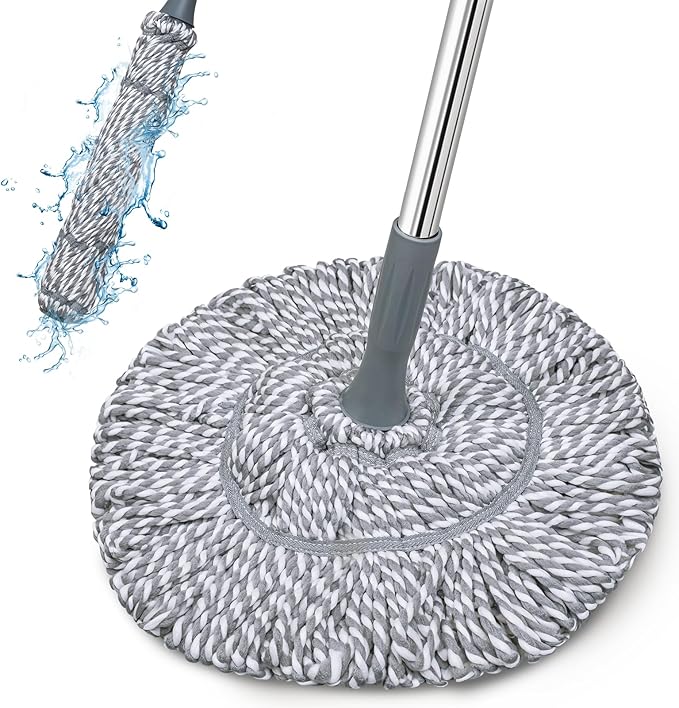 Self-Wringing Twist Mop for Floor Cleaning, Long Handled Microfiber Floor Mop by GRAREND