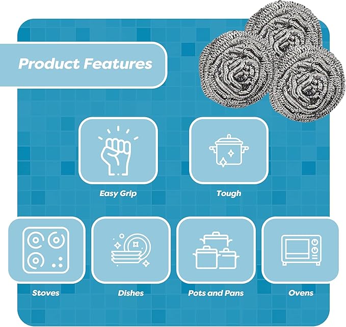 12 Pack Stainless Steel Scourers by Scrub It – Steel Wool Scrubber Pad Used - Image 8