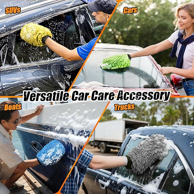 Car Wash Mitt Microfiber, Premium Chenille Microfiber Wash Car Mitts Sponge - Image 7