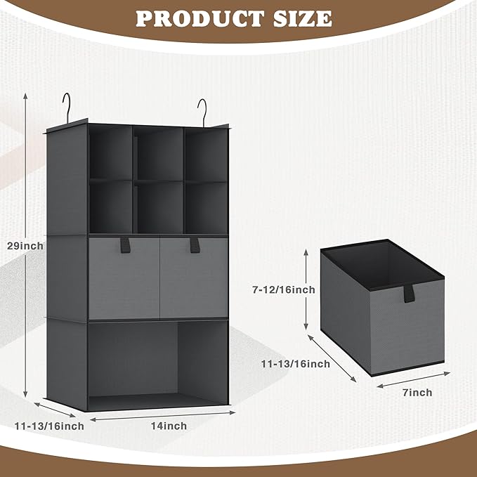 Hanging Closet Organizer 4 Shelves, 2 Drawers Closet Organization and Storage - Image 2