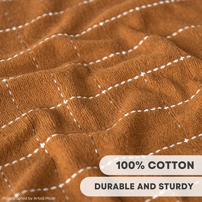 Artoid Mode Checkered Designed Cotton Beige Caramel Terry Kitchen Dish Towels - Image 3