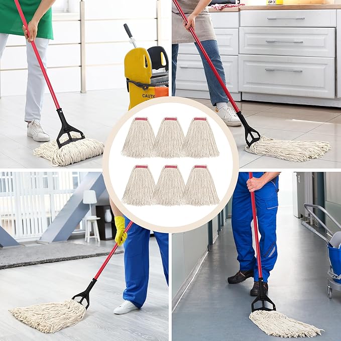 Matthew Cleaning 20oz 6Pack Cotton Floor Mop, Cotton Looped-Open String Heavy - Image 4