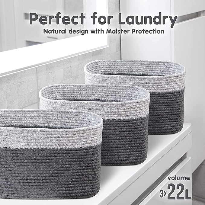 CHAT BLANC Cotton Rope Baskets for Organizing I Storage Baskets for Shelves | - Image 7