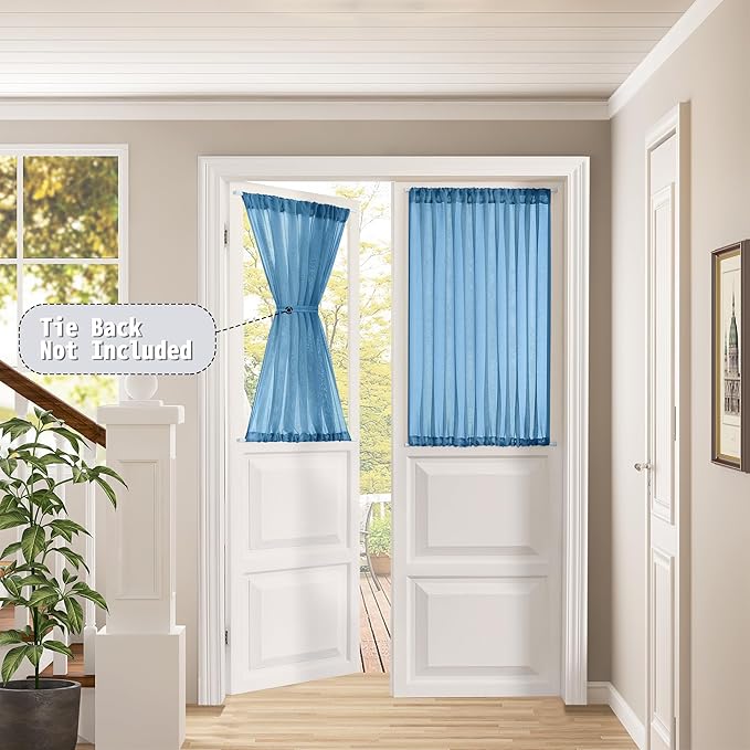 Tollpiz Small Sheer Door Curtain Closet Linen Textured Curtain Sheers Doorway - Image 2
