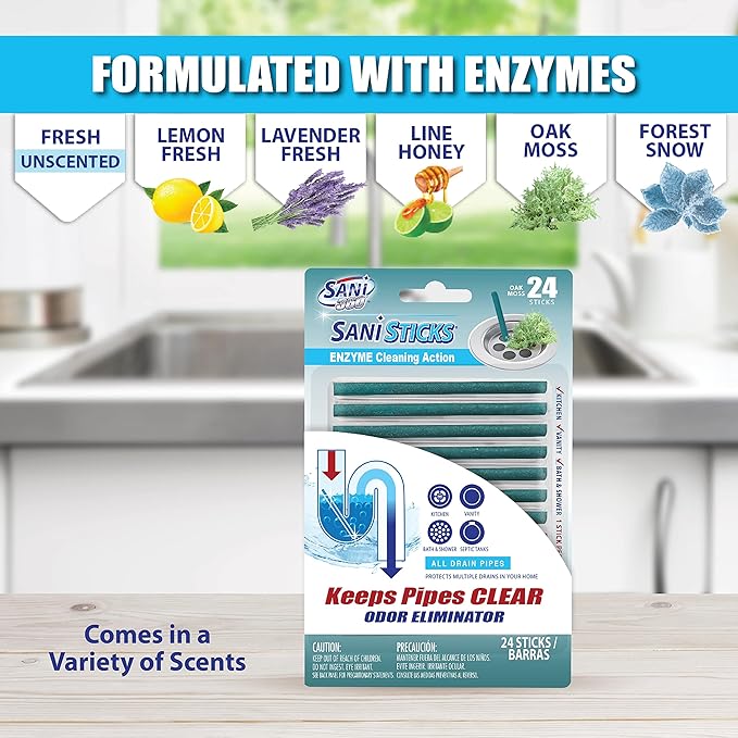 SANI 360° Sani Sticks Drain Cleaner and Deodorizer, Enzyme Pipe Cleaners - Image 6