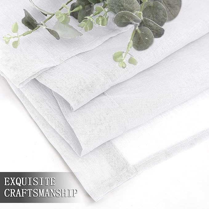 Tollpiz Short Sheer Curtains Linen Textured Living Room Curtain Sheers Light - Image 7