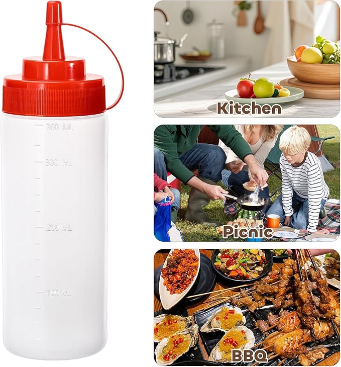 Condiment Squeeze Bottles Ketchup Dispenser, 6 Pack 12oz Squeeze Bottles - Image 6