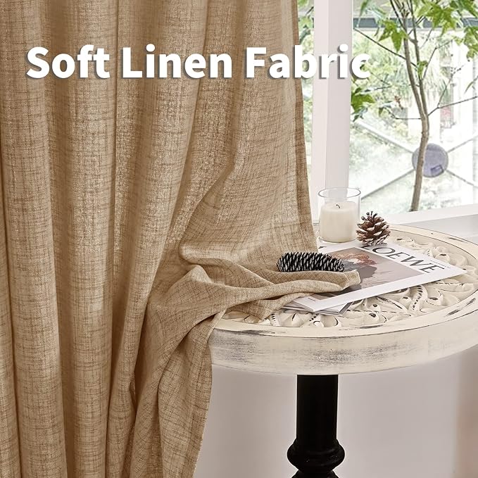 YoungsTex Toffee Linen Curtains 84 Inch Length 2 Panels - Image 8