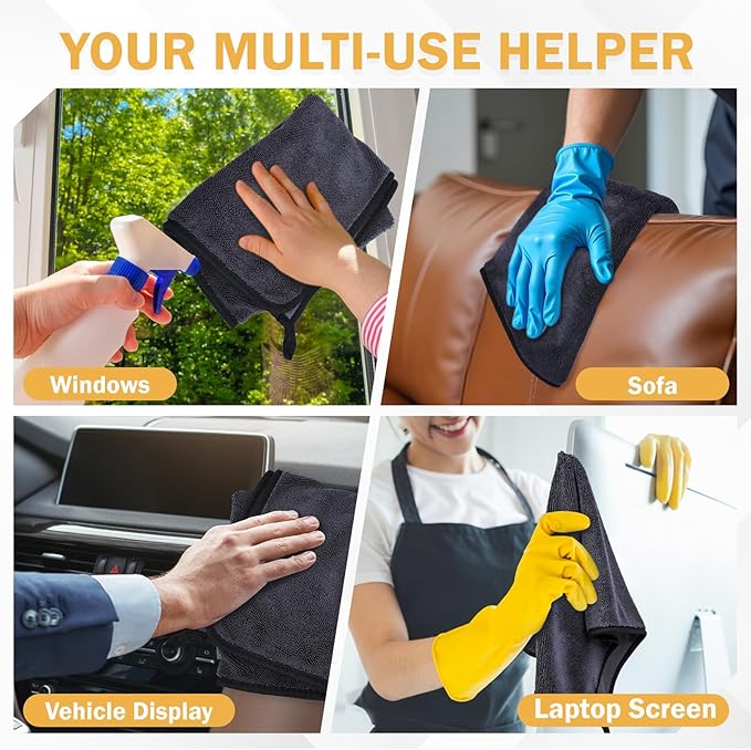 2-Pack Medium Size Microfiber Towels, 600GSM Ultra Absorbent Car Drying Towels - Image 7