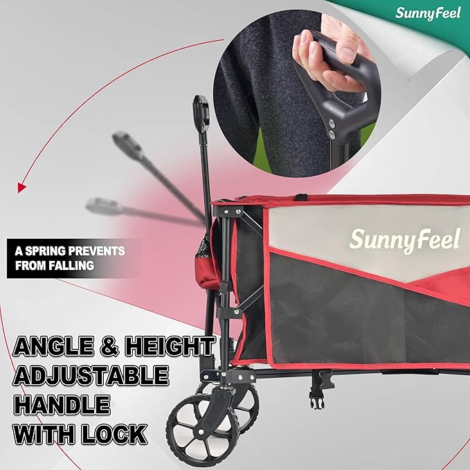SunnyFeel Heavy Duty Collapsible Outdoor Utility Wagon Cart 400LB Capacity - Image 4