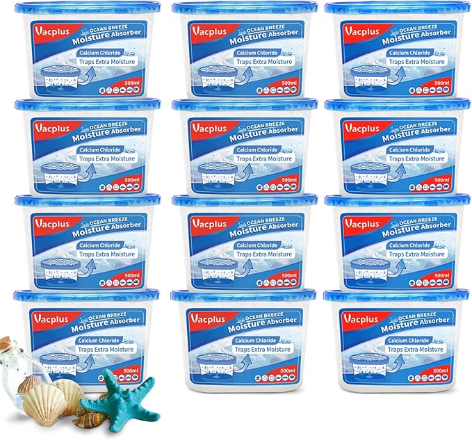 Vacplus Moisture Absorbers 12 Pack, 10.5 Oz, Humidity Absorber Boxes Attracts by Vacplus