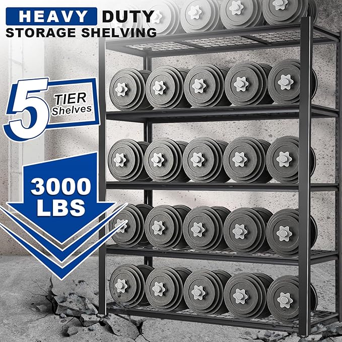 BILT HARD 48”W x 18”D x 72”H Garage Shelving, 5-Tier Heavy Duty Storage Shelves - Image 3