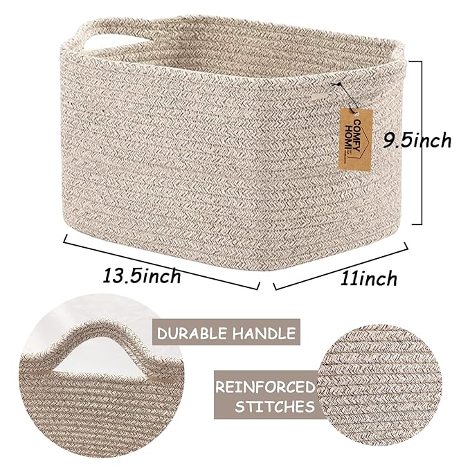COMFY-HOMI 3PACK Cotton Rope Woven Basket - Image 2