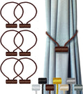 Hion Magnetic Curtain Tiebacks Dark Brown 6 Pack, Curtain Tiebacks Buckles by Hion