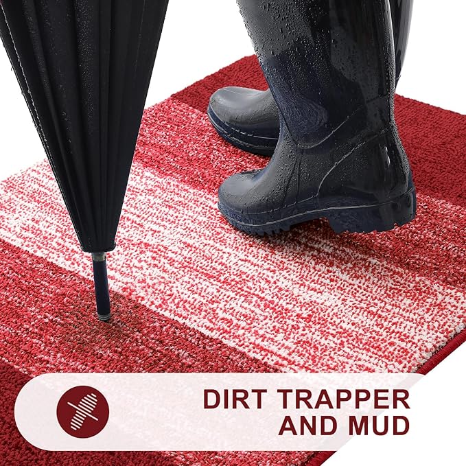 Kitinjoy Indoor Outdoor Door Mat, 47x20 Non-Slip Absorbent Dirt Trapper - Image 2
