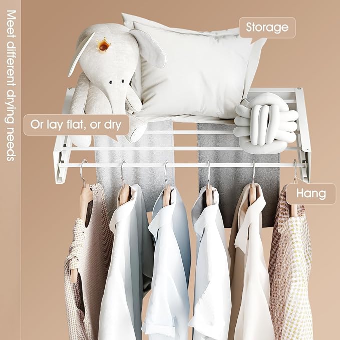 Wall Mounted Drying Rack, Drying Rack Clothing, Collapsible Hanger Racks - Image 4