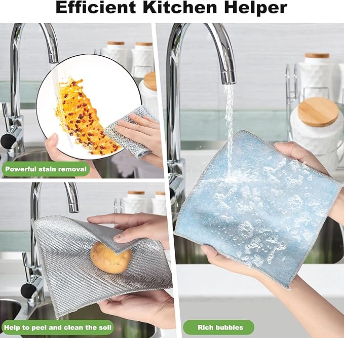 10pcs Non Scratch Wire Dishcloth Multipurpose Wire Dishwashing Rag - Image 4