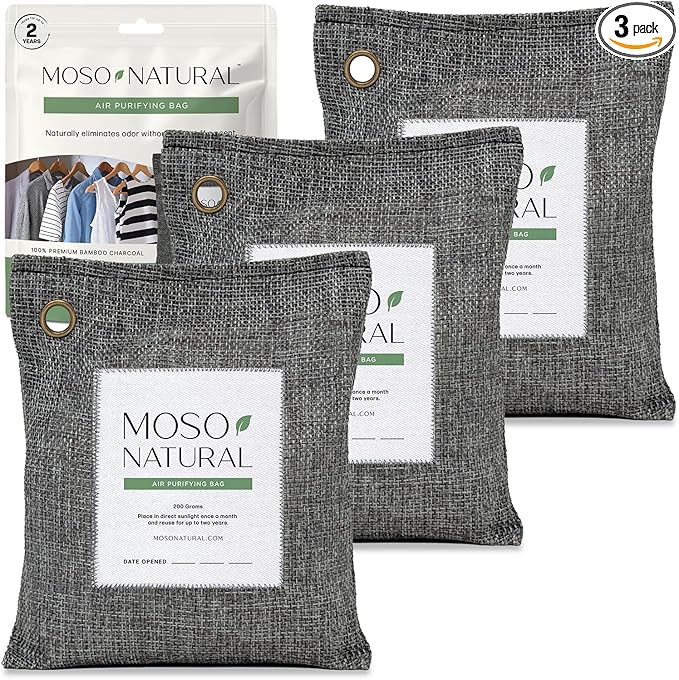 Moso Natural Air Purifying Bag 200g Bamboo Charcoal Odor Absorber by MosoNatural