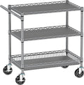 Metal Heavy Duty Carts with Wheels 1050lbs, 3 Tier Rolling Utility Cart with by Alexayhome