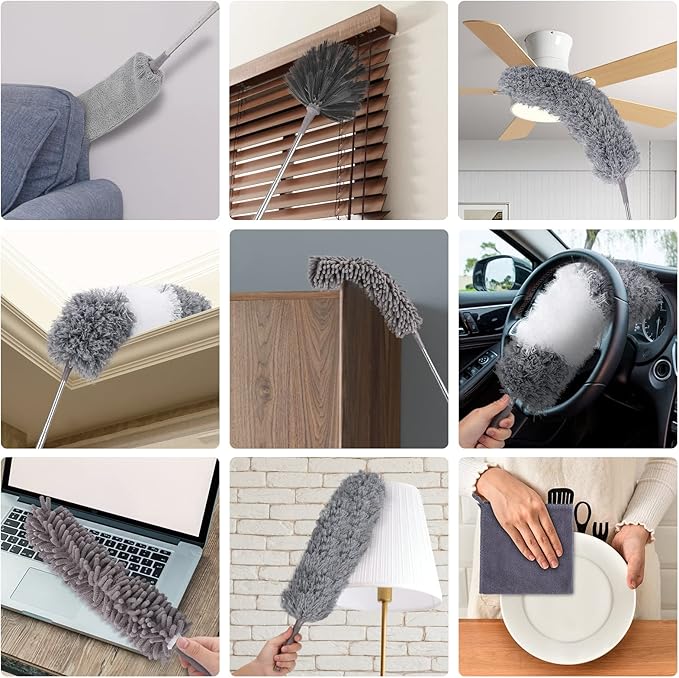 Microfiber Duster for Cleaning Fan, High Ceiling, Reusable Bendable Washable - Image 7