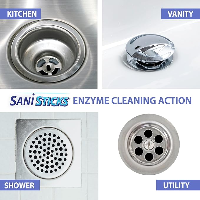 SANI 360° Sani Sticks Drain Cleaner and Deodorizer, Lemon Scent Enzyme Pipe - Image 5