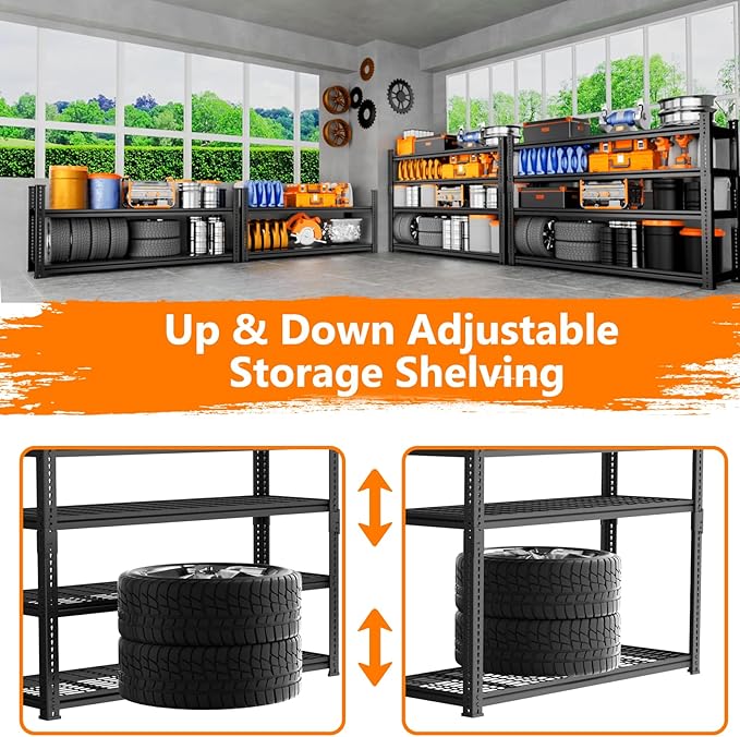 Storage Shelves Heavy Duty 2 PCS, 5-tier Adjustable Metal Industrial Utility - Image 5