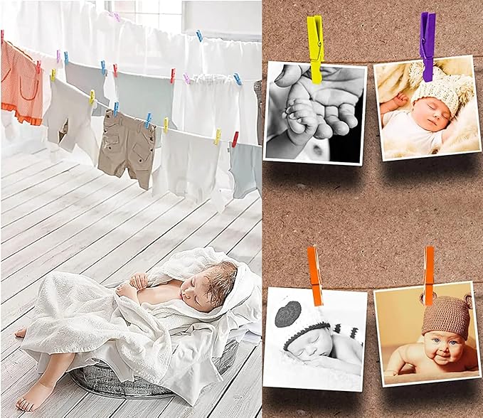 1.8 Inch Silver Wooden Clothespins Hold Picture Photo Clothesline Pins Hanging - Image 4