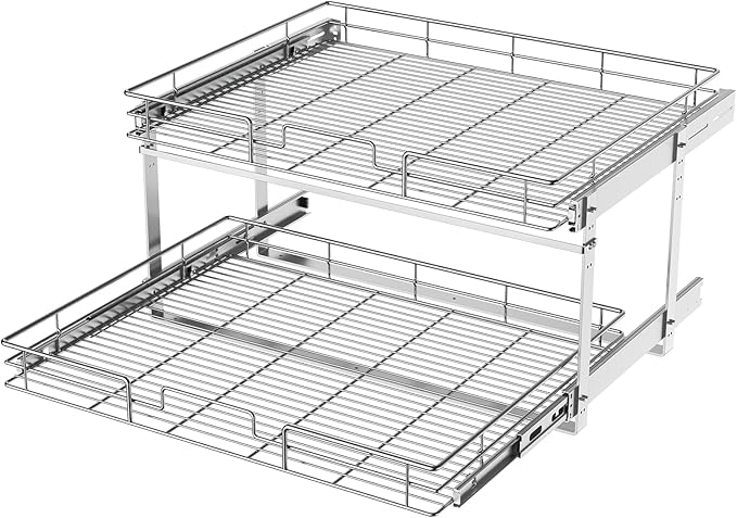 LOVMOR 2 Tier Individual Pull Out Cabinet Organizer 30" W x 21½" D, Slide Out by LOVMOR