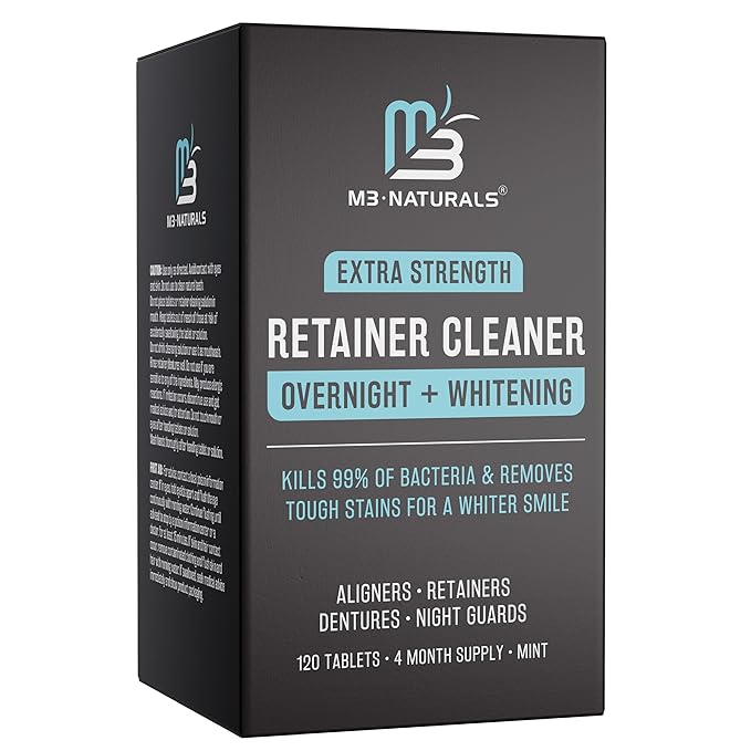 Overnight + Whitening Retainer Cleaner, Remove Stains, Discoloration, and by M3Naturals