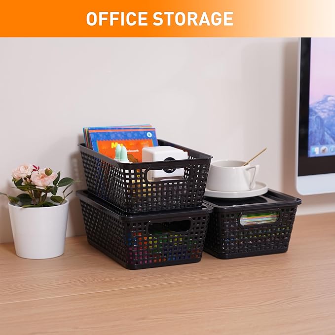 Plastic Storage Baskets With Lid, Storage Bins - Image 3