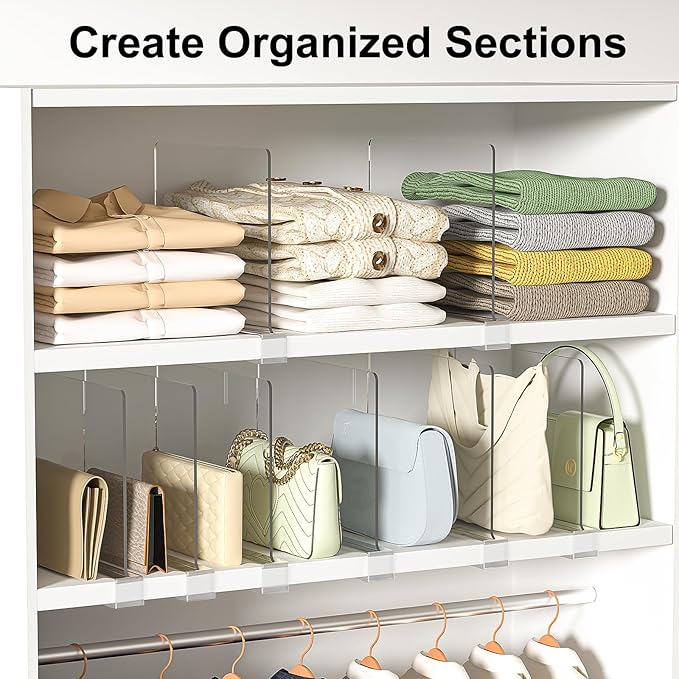 Shelf Dividers Purse Organizer for Closet: 12-Pack Acrylic Bag Storage - Image 3
