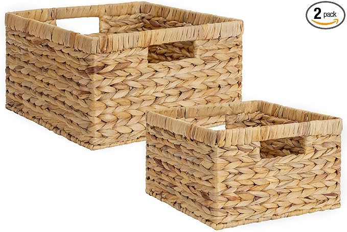 StorageWorks Wicker Storage Basket, Large and Small Baskets, Water Hyacinth by StorageWorks