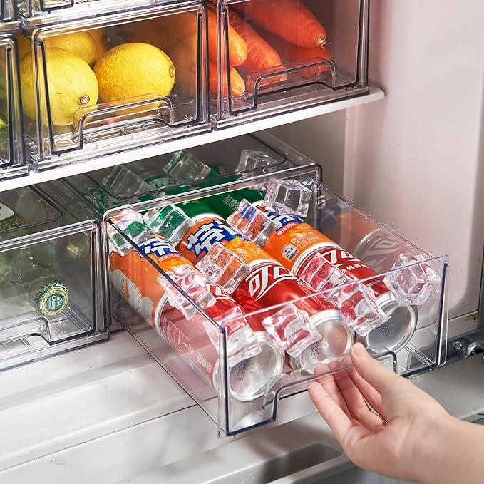 PeJeyiee 6 Pack Clear Stackable Refrigerator Organizers and Storage Drawers - Image 7