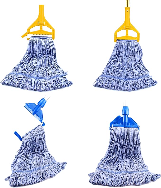 String Mop Heads Replacement Heavy Duty Commercial Grade Blue Cotton Looped End - Image 7