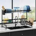 2 Tier Extra Large Stainless Steel Expandable Over The Sink Dish Drainer Drying by JASIWAY
