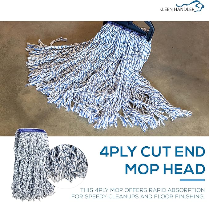 KLEEN Handler Cut End Finish Mop | 1.25" Universal Headband Maximum Absorption - Image 4