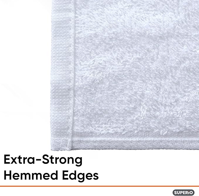 Superio Terry Cloth Rags White Washcloths 100% Cotton 12" Cleaning Cloths - Image 4