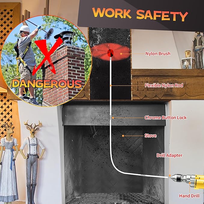 26 Feet Chimney Sweep Kit, Chimney Cleaning Kit - Image 3